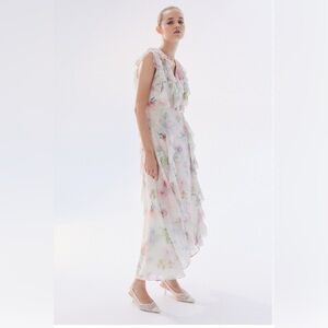 H&M Flounced Chiffon Dress